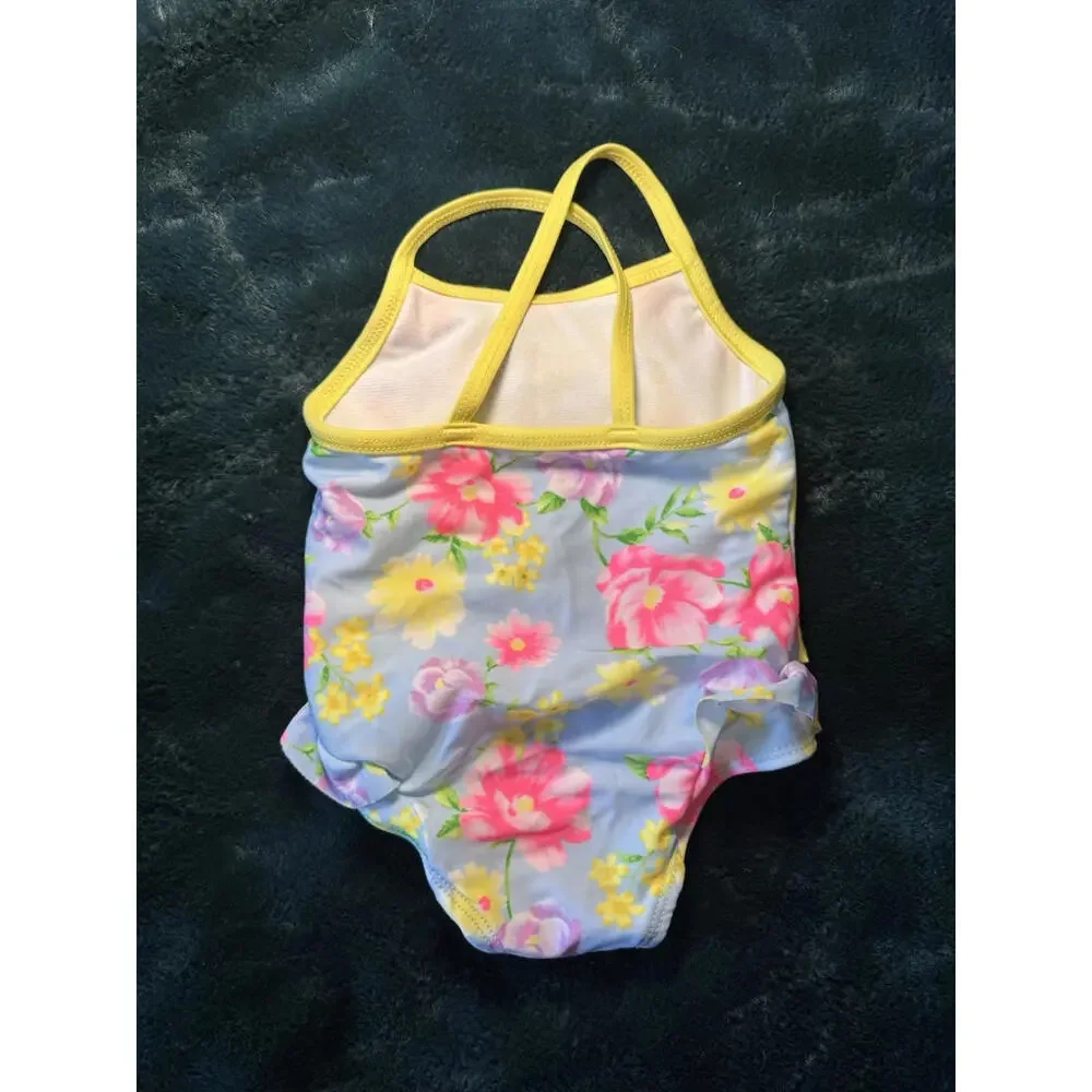 Infant Girl Swimsuit One Piece w/ Bows and Ruffle 6-9M